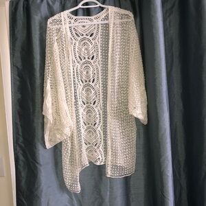 White Open-Front Cardigan/ coverup is perfect for a bathing suit coverup-